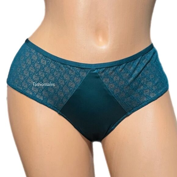 Victorias Secret Sexy VS Logo Mesh and Satin front Cheeky Panty Green M - Picture 1 of 5